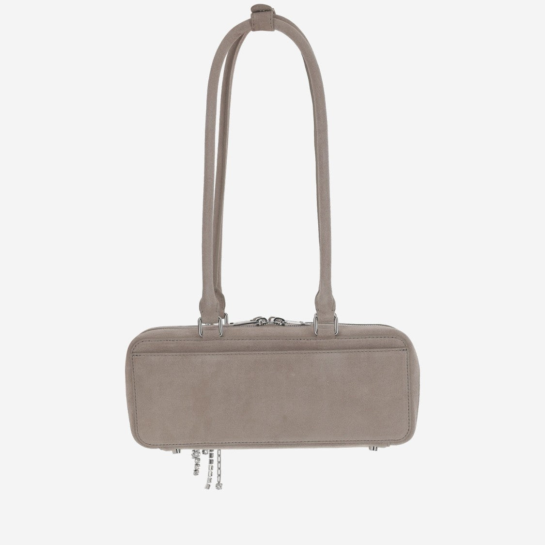 Self-Portrait Baguette Shoulder Bag In Suede With Dual Handles