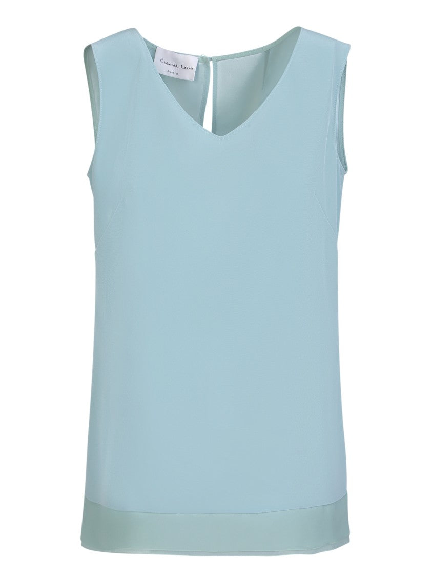 Chantal Lenoir Two-Tone Sleeveless Top With V-Neckline