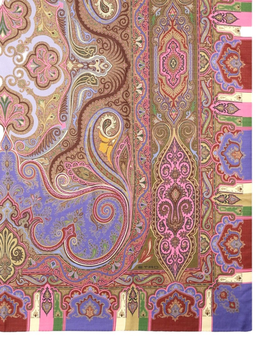 Etro Aida Ornate Paisley Floral Wool-Silk Blend Foulard
