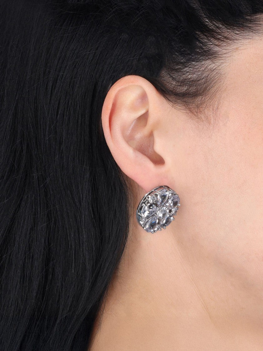 Mm6 By Maison Margiela Multicolor Crystal-Embellished Oval Earrings With Retro Closure