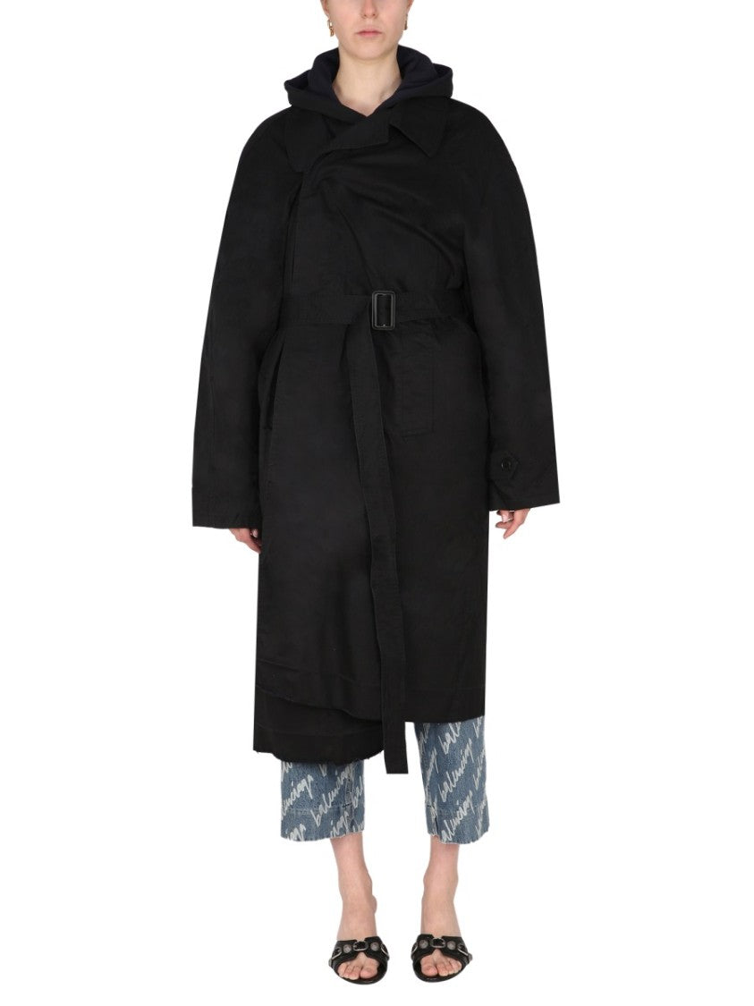 Balenciaga Oversized Carcoat With Pointed Collar And Concealed Closure
