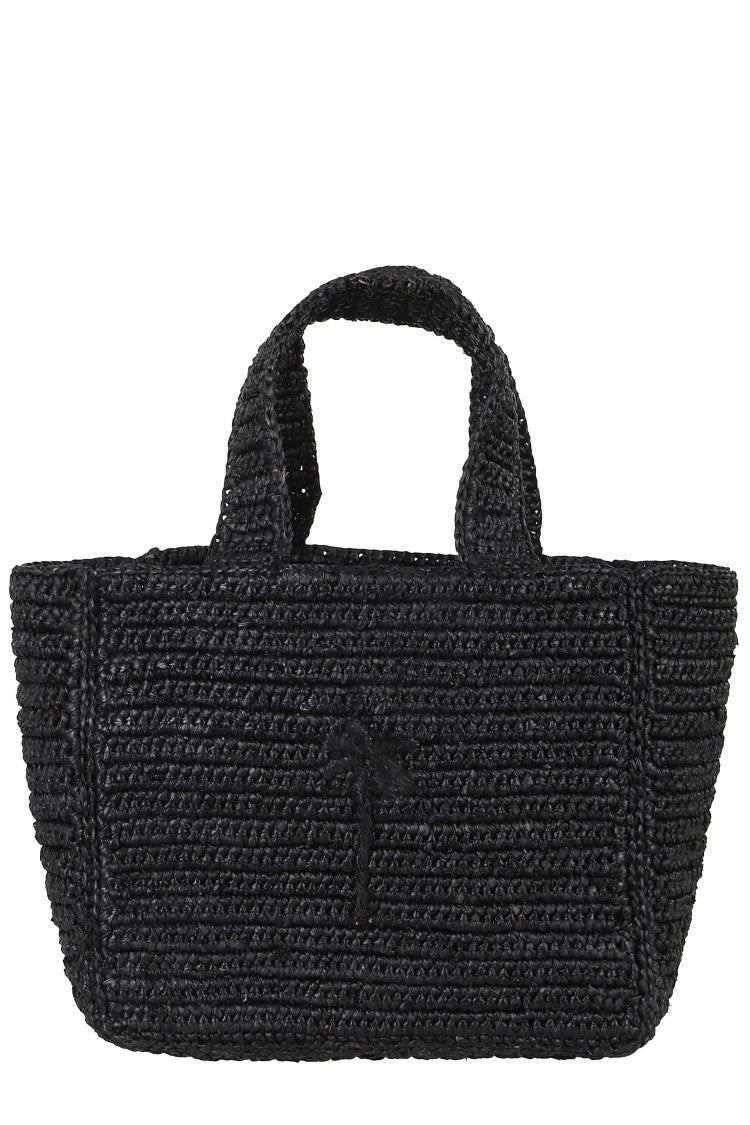 Manebi Black Zuma Small Woven Raffia Tote Bag