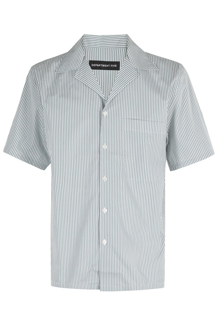 Department Five Striped Cape Shirt With Cuban Collar
