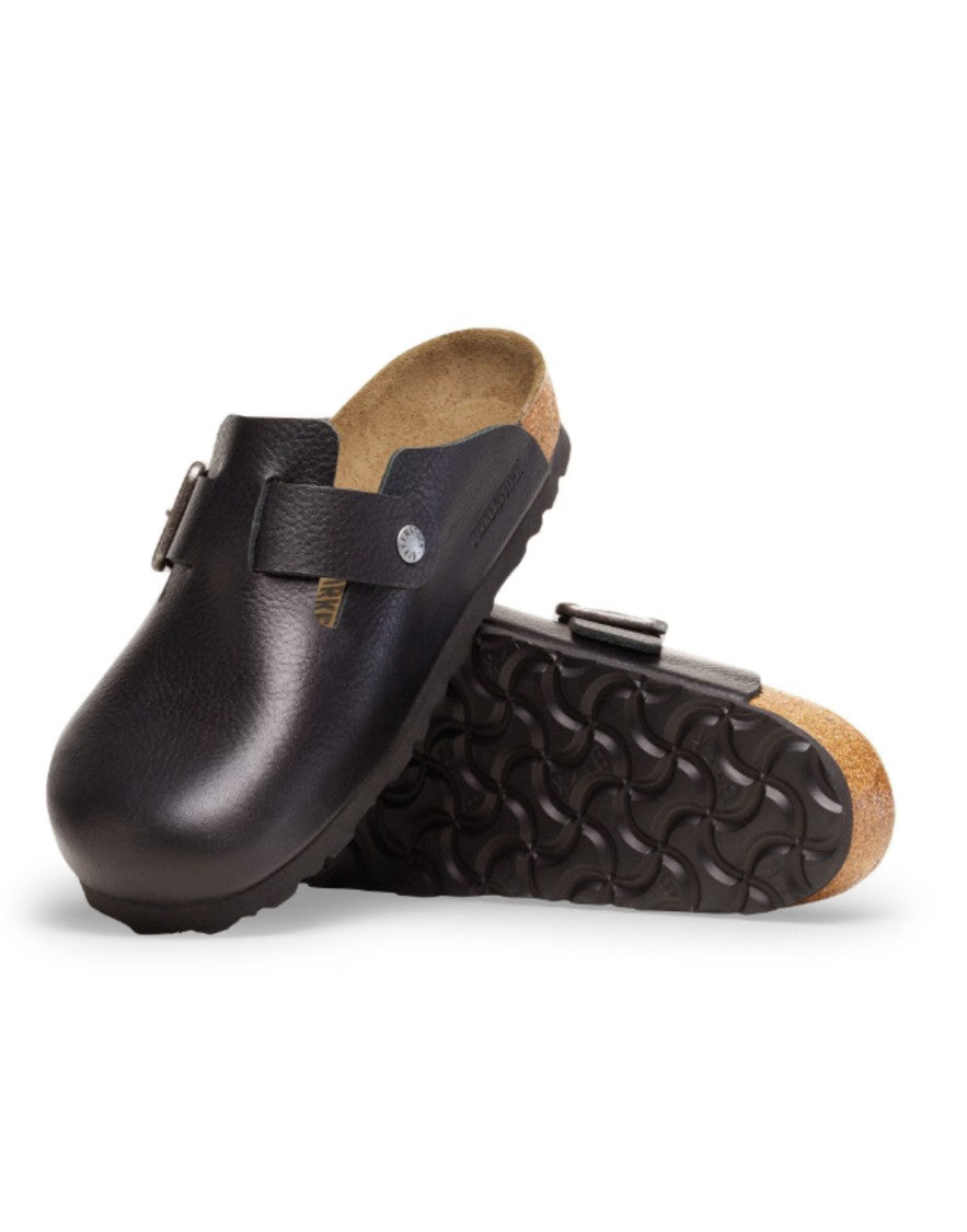 Birkenstock Vintage Wood Black Aniline Leather Adjustable Clogs