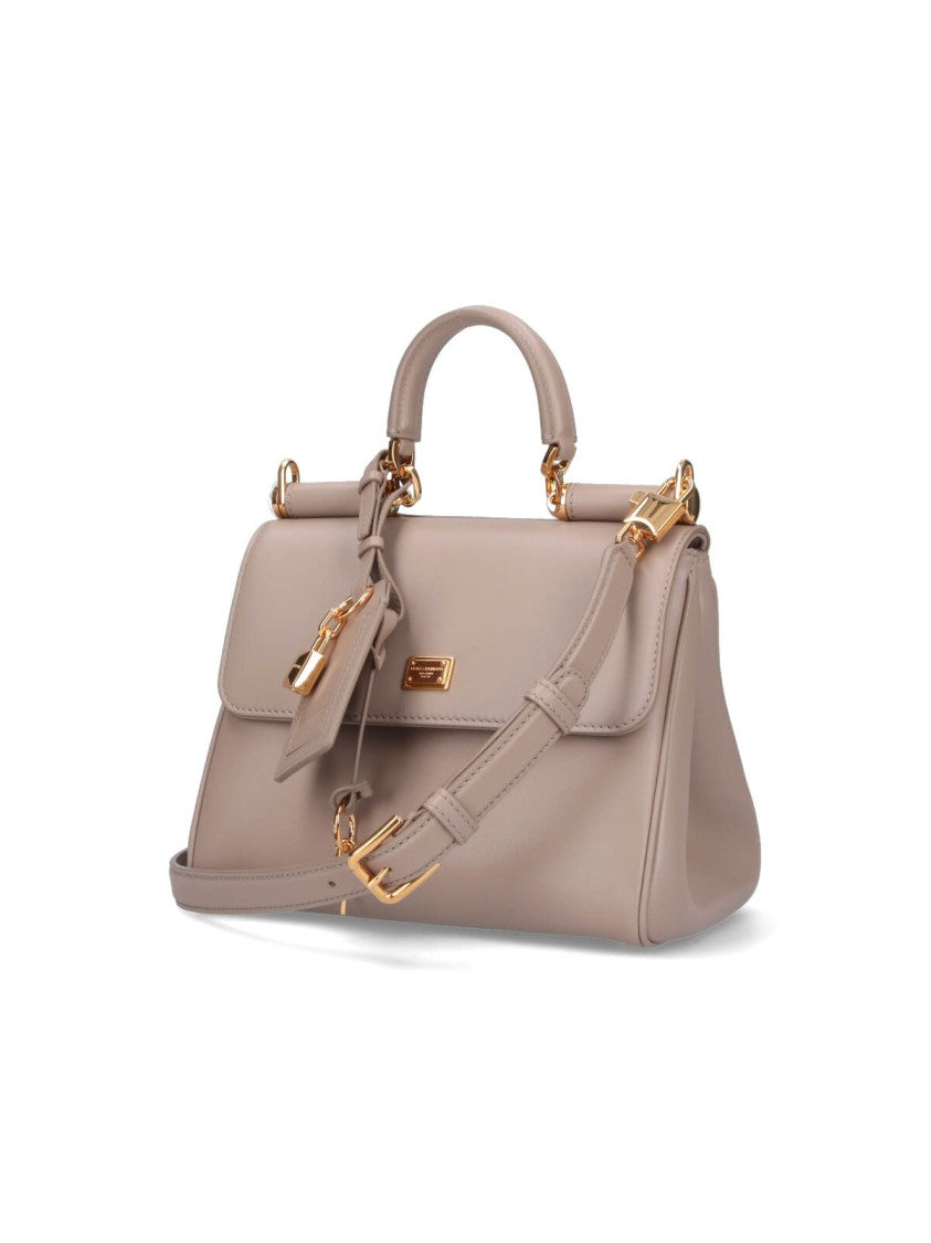 Dolce & Gabbana Structured Handbag With Gold Hardware And Detachable Strap