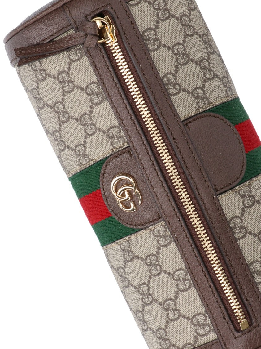 Gucci Beige Gg Supreme Canvas Shoulder Bag With Gold Accents