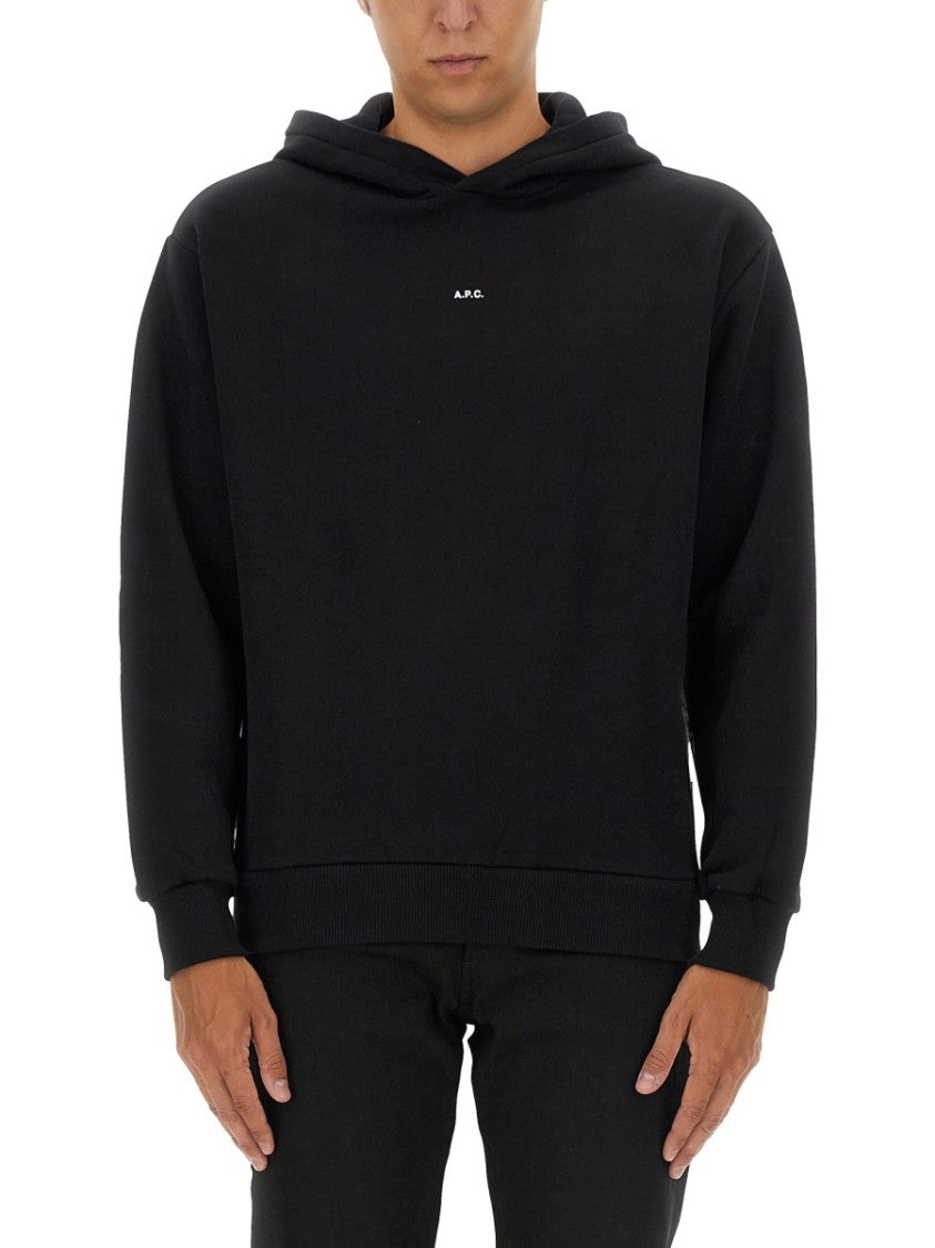 A.P.C. Black Sweatshirt With Classic Hoodie