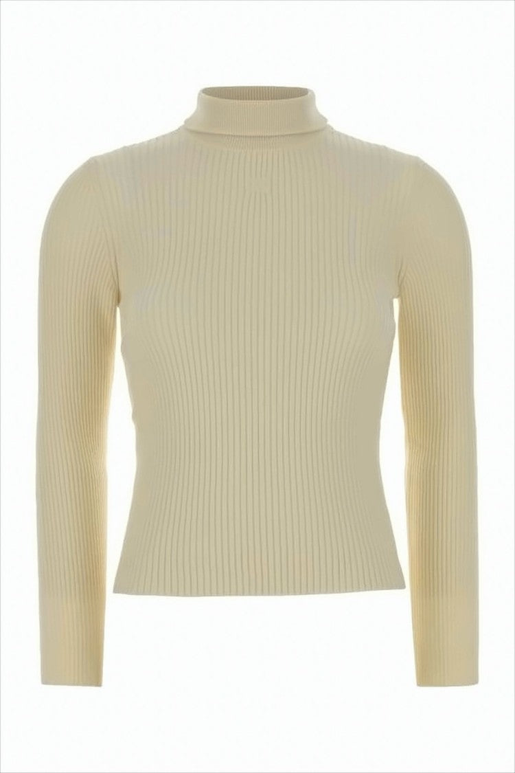 Celine Ribbed Knit Sweater With High Neckline