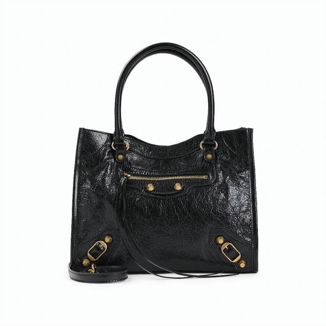 Balenciaga Textured Lambskin Shoulder Bag With Structured Silhouette