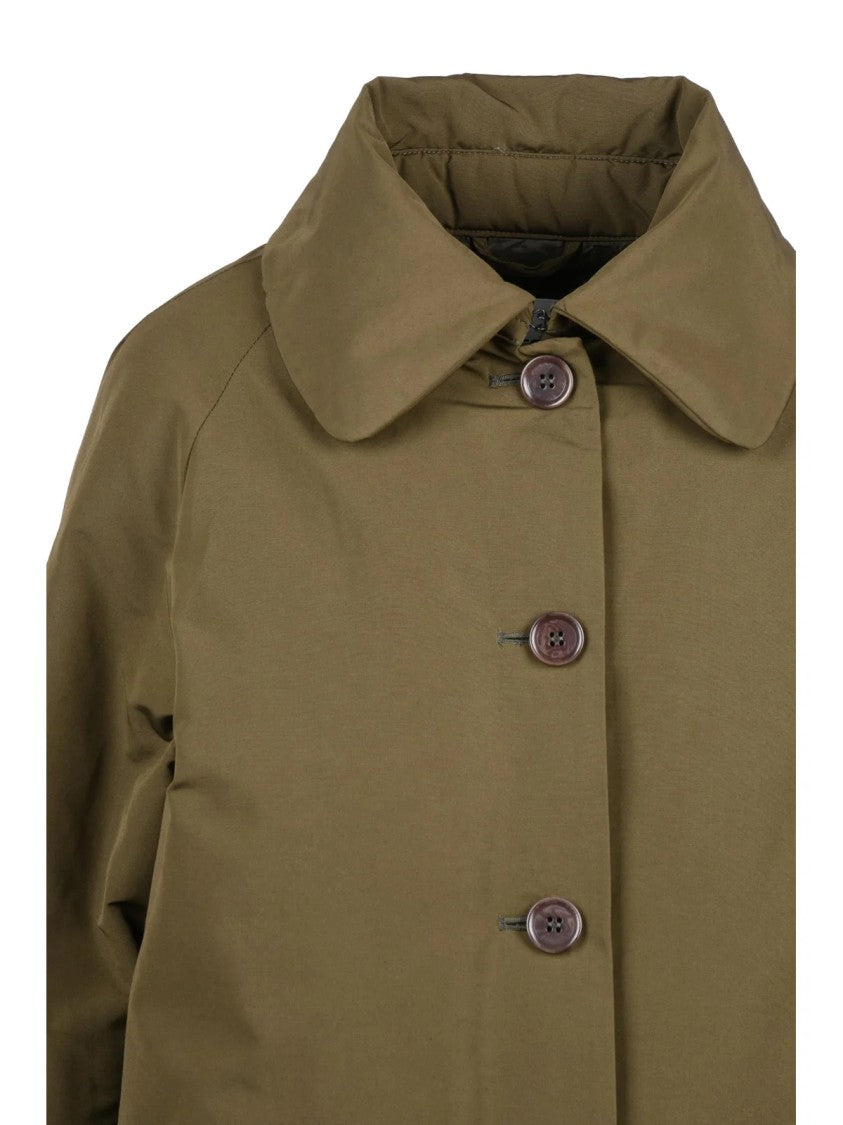 Aspesi Mid-Length Green Coat With Button Closure And Padded Interior