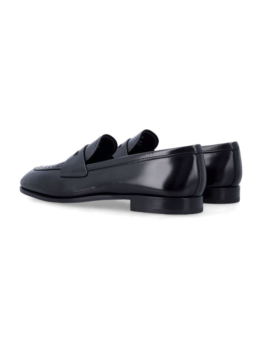 Church's Onyx Fume Leather Brogue Loafers