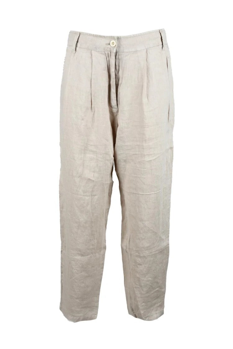 Replay Relaxed Cropped Trousers Crafted From Premium Linen