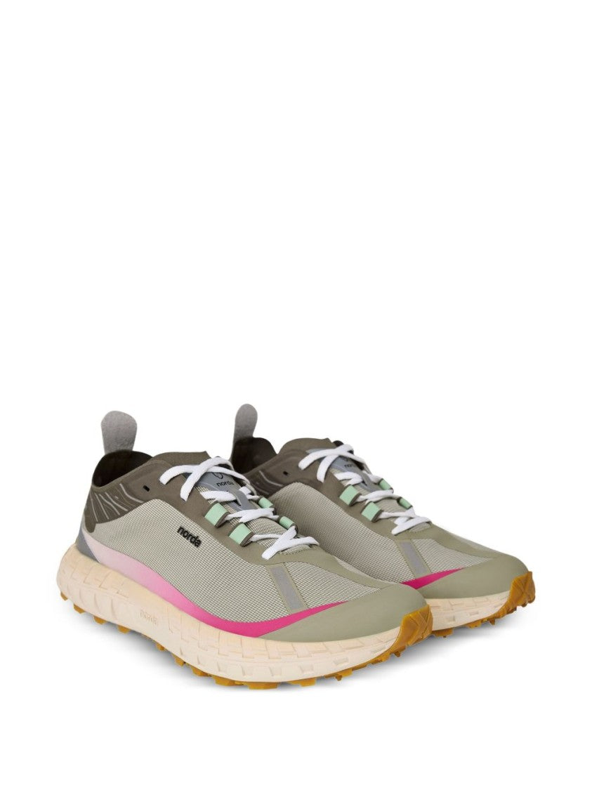 Norda Sleek Lace-Up Sneakers With Sage Green Logo Details