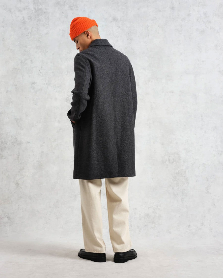Wax London Mid-Length Charcoal Wool Blend Car Coat