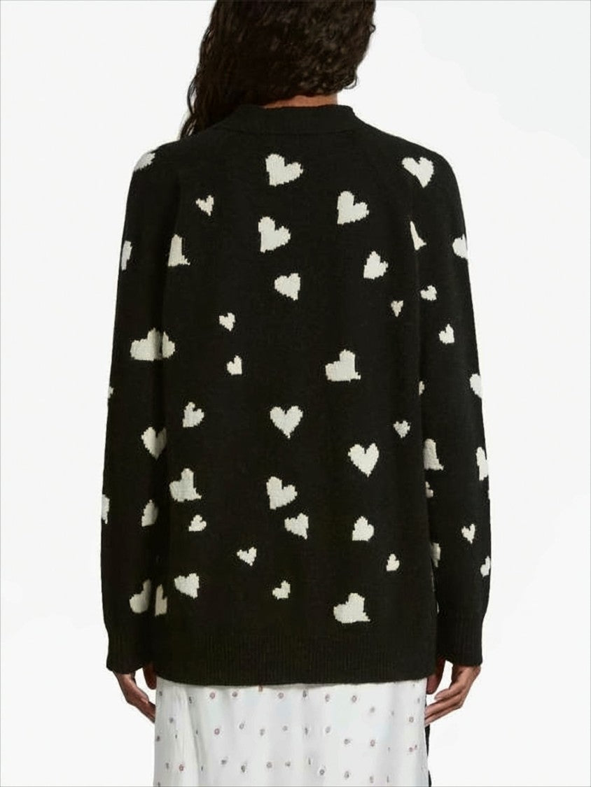 Marni Heart-Patterned Alpaca-Wool Cardigan