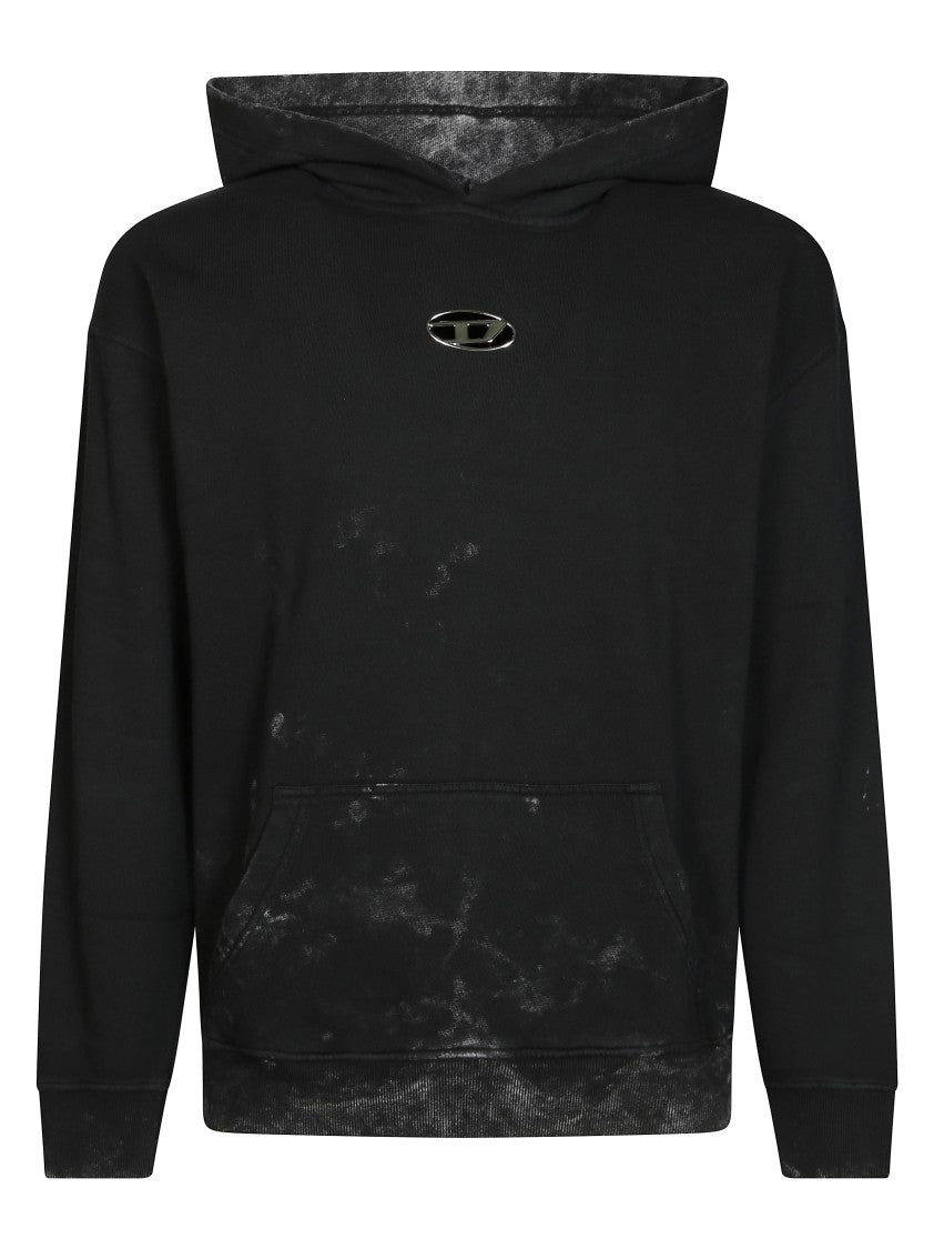 Diesel Distressed Black Hoodie With Kangaroo Pocket