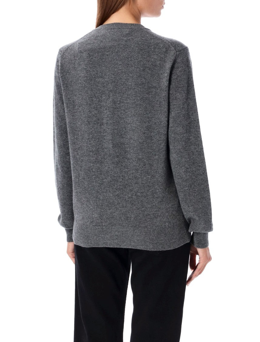 Comme Des Garçons Button-Up Knit Cardigan With Heart Patch Detail