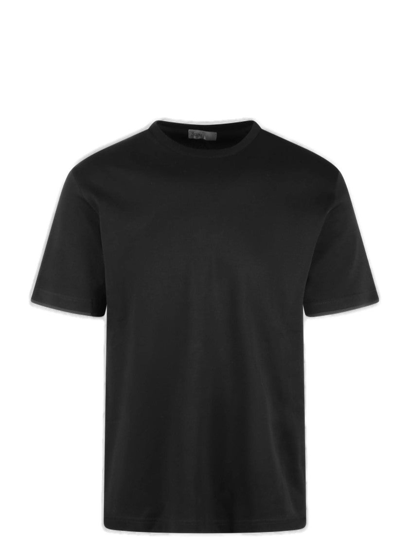 Herno Short Sleeve Black T-Shirt With Round Neckline And Clean Design