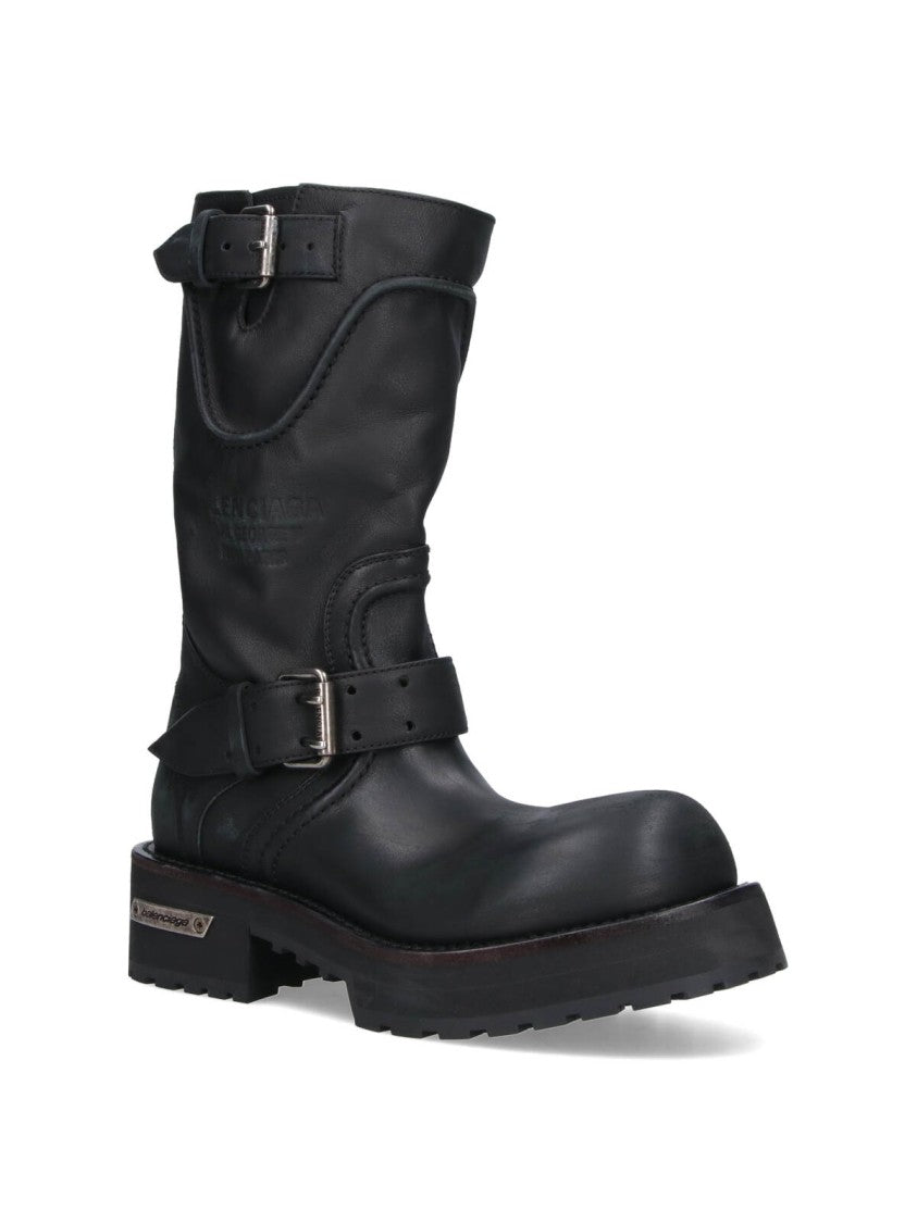 Balenciaga Black Venom Distressed Leather Boots