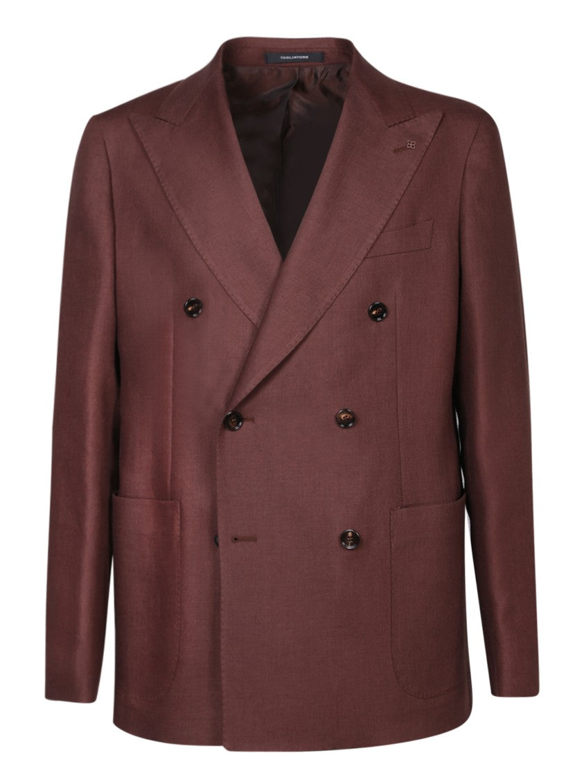 Tagliatore Bordeaux Double-Breasted Blazer