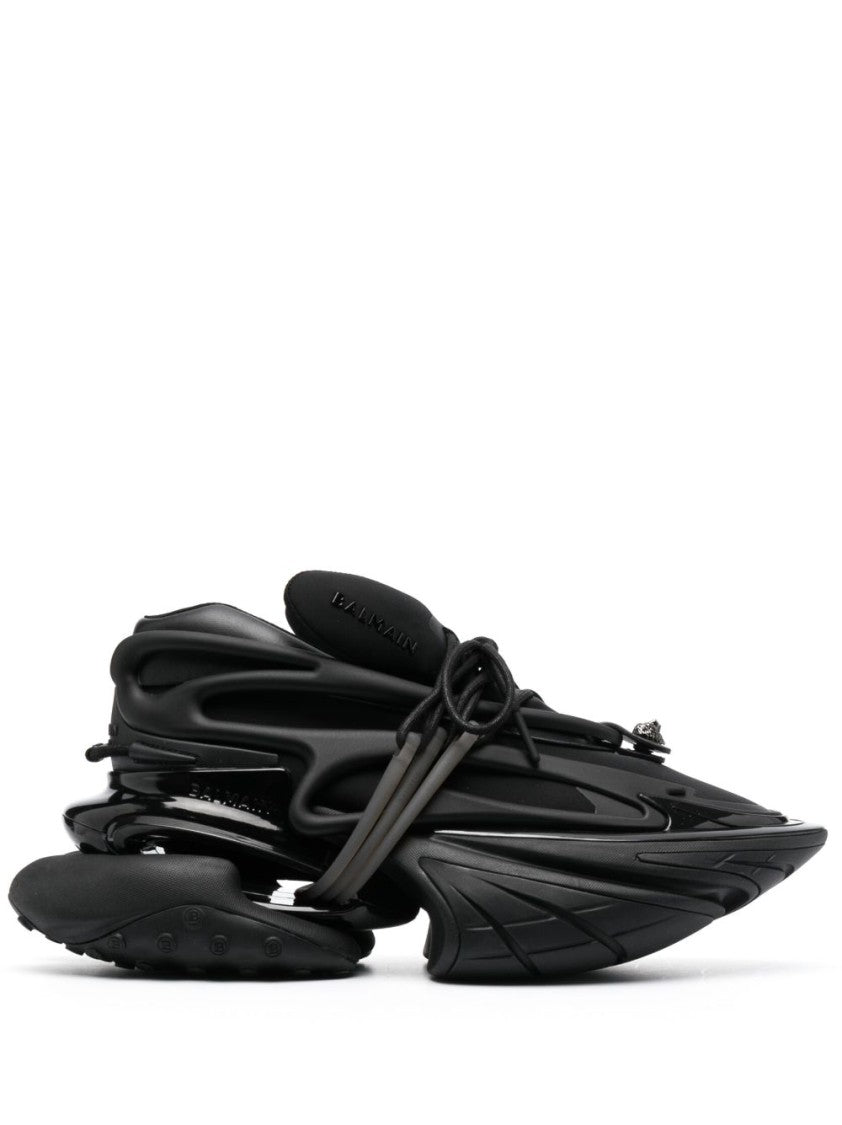 Balmain Black Silk And Nylon Lace Sneakers