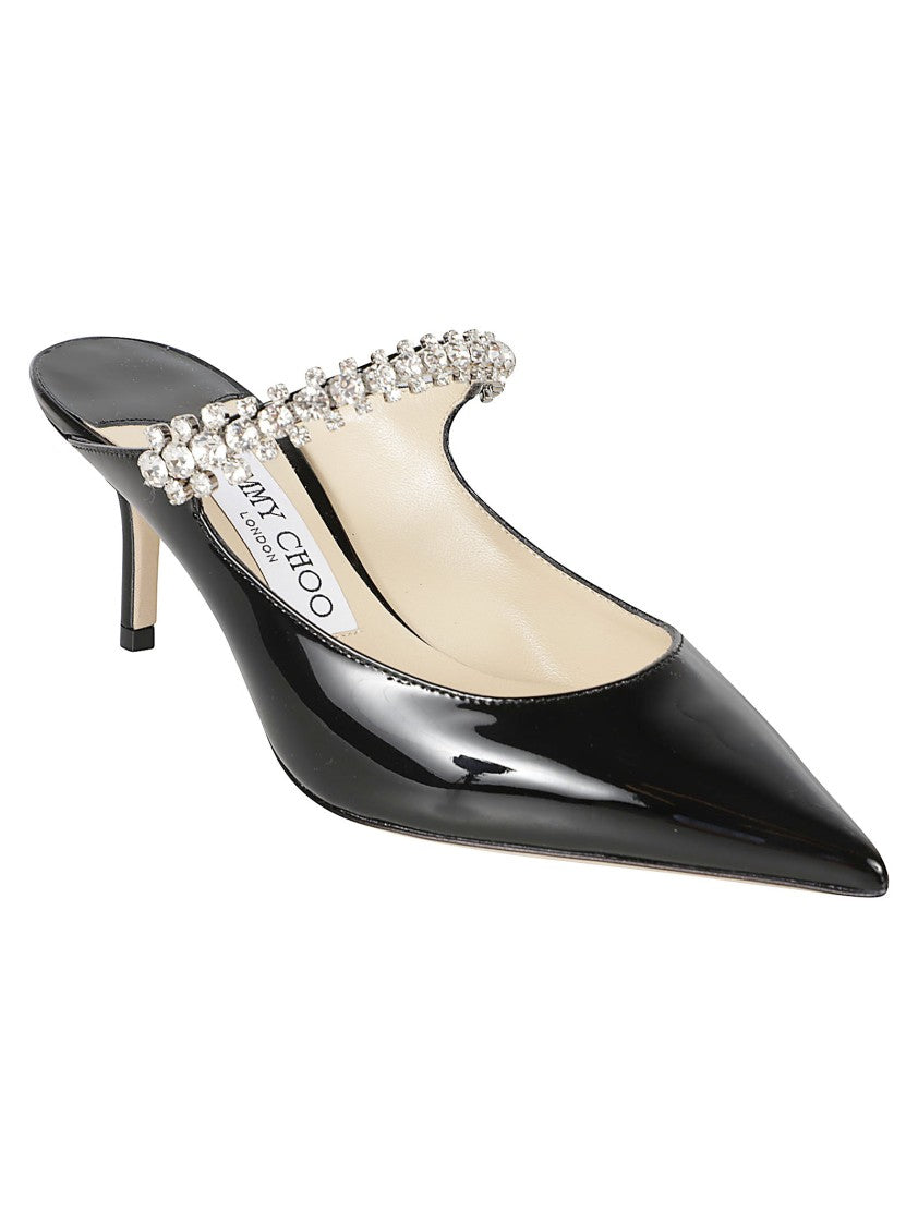 Jimmy Choo Crystal Embellished Patent Leather Mules