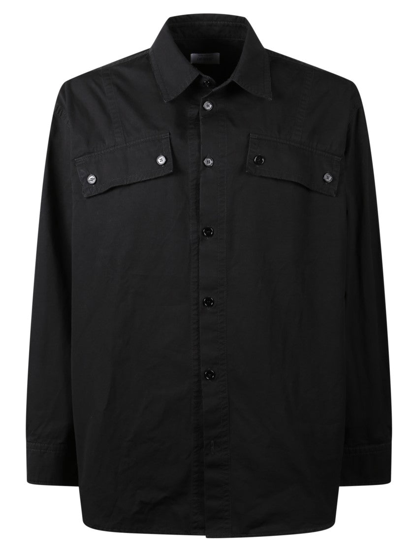 Off-White Black Button-Up Shirt With Classic Collar And Structured Silhouette