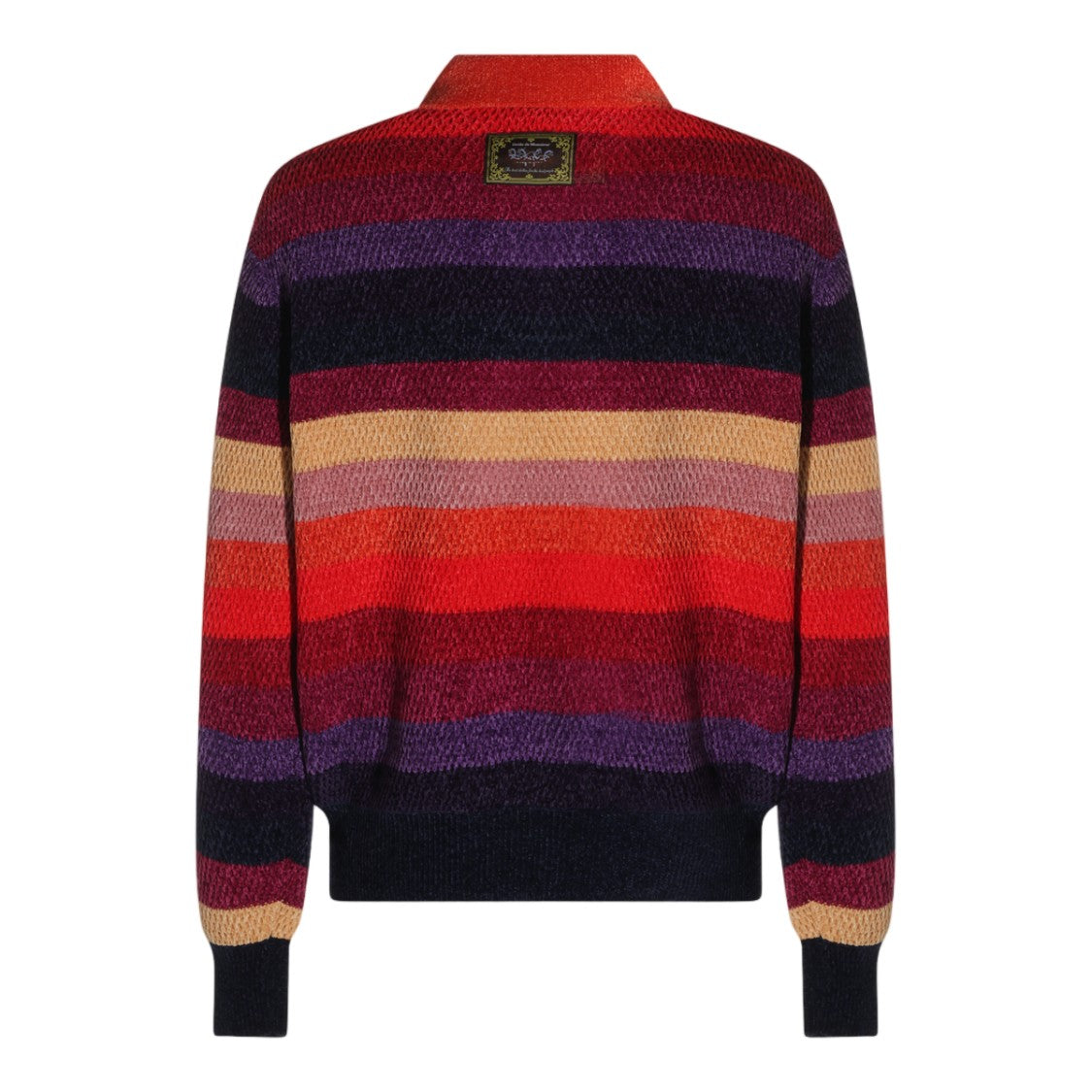 Drôle De Monsieur Striped Textured Knit Collar Sweater