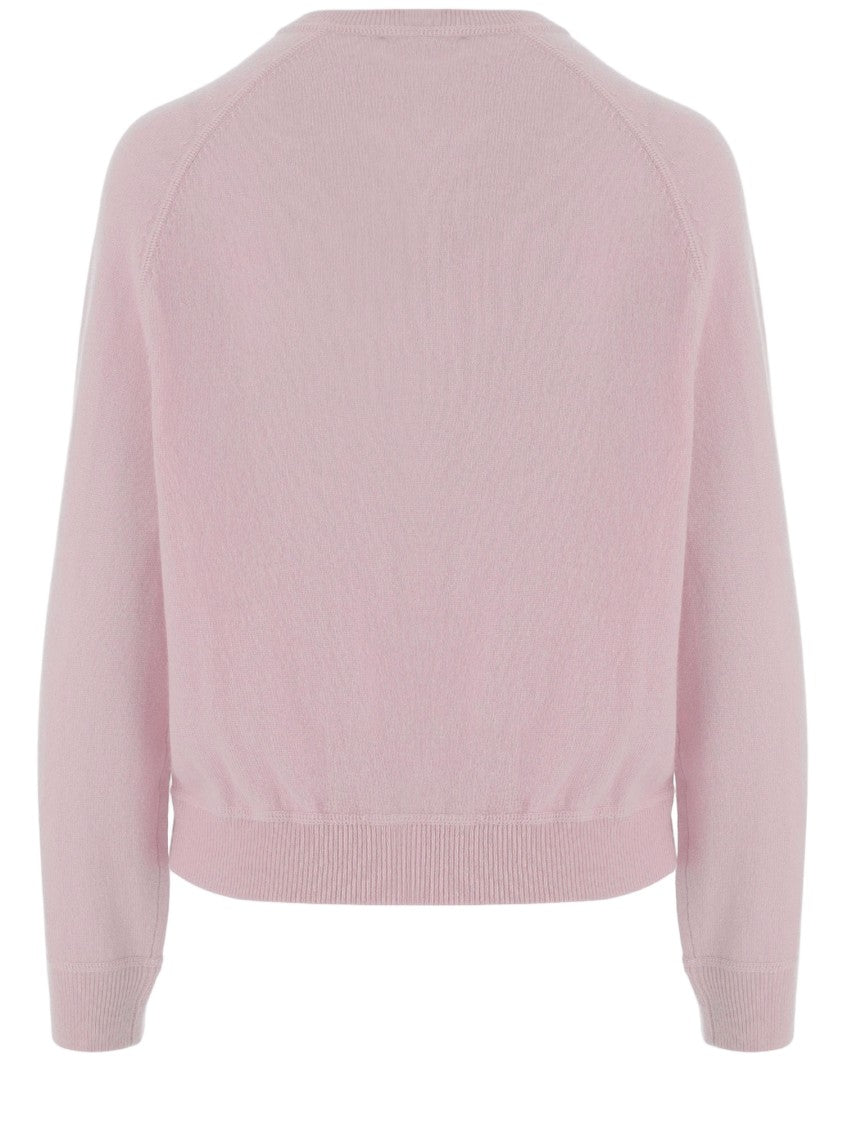 Allude Light Pink Wool And Cashmere Crew Neck Sweater