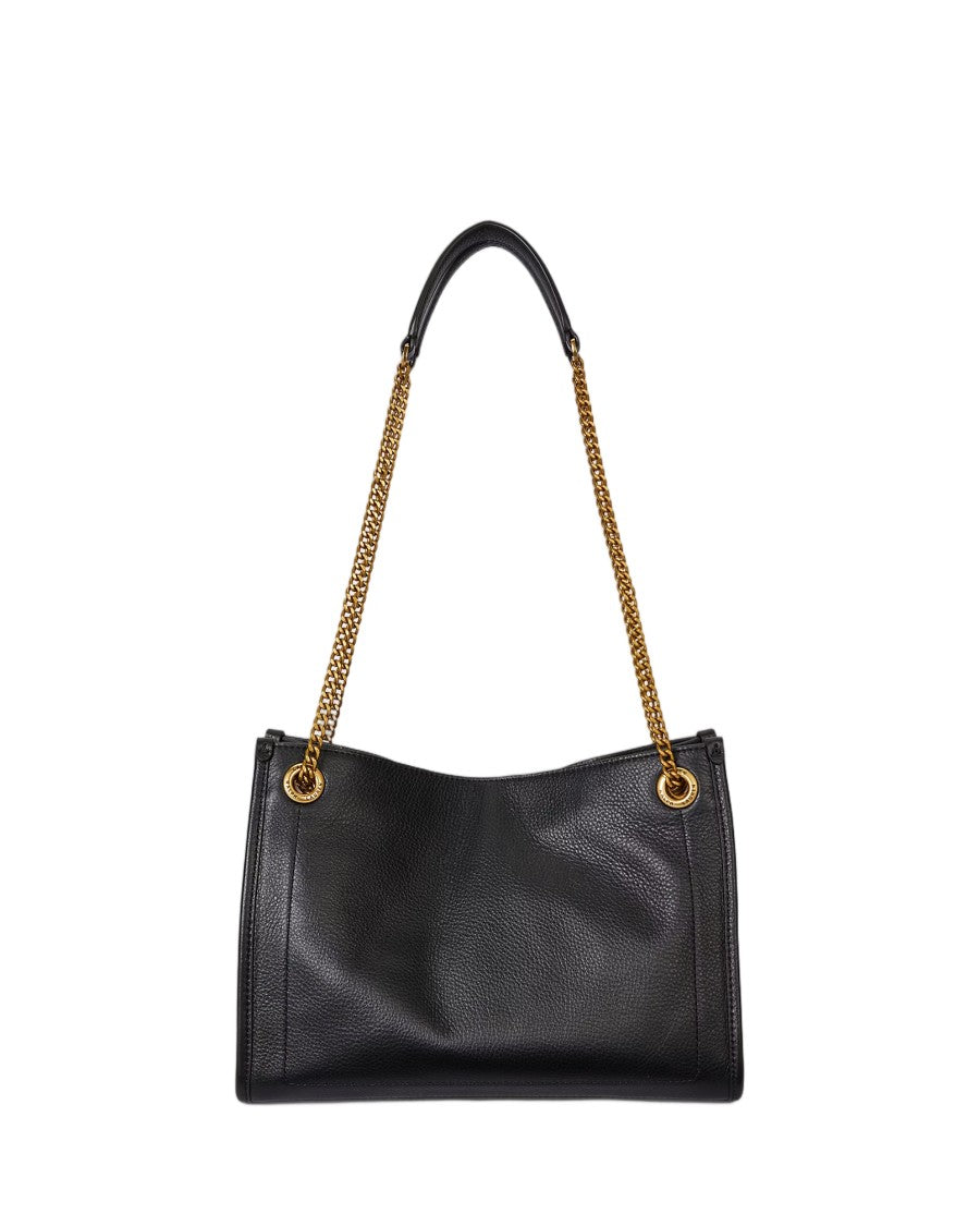Lauren Ralph Lauren Structured Pebbled Leather Handbag With Gold-Tone Accents