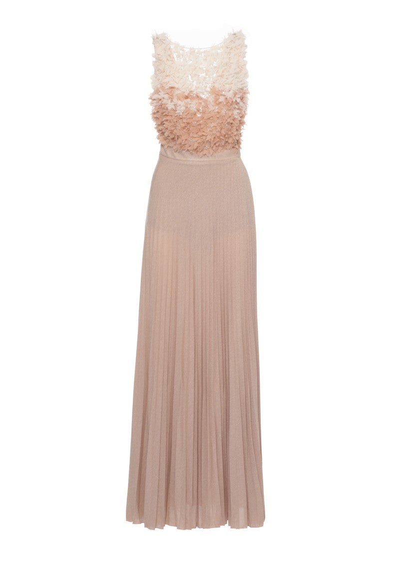 Elisabetta Franchi Tulle Evening Dress With Flared Skirt And Crystal Embellishments