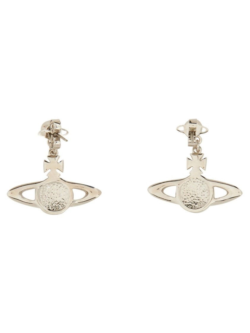 Vivienne Westwood Silver-Tone Drop Earrings With Distinctive Orb And Ring Design