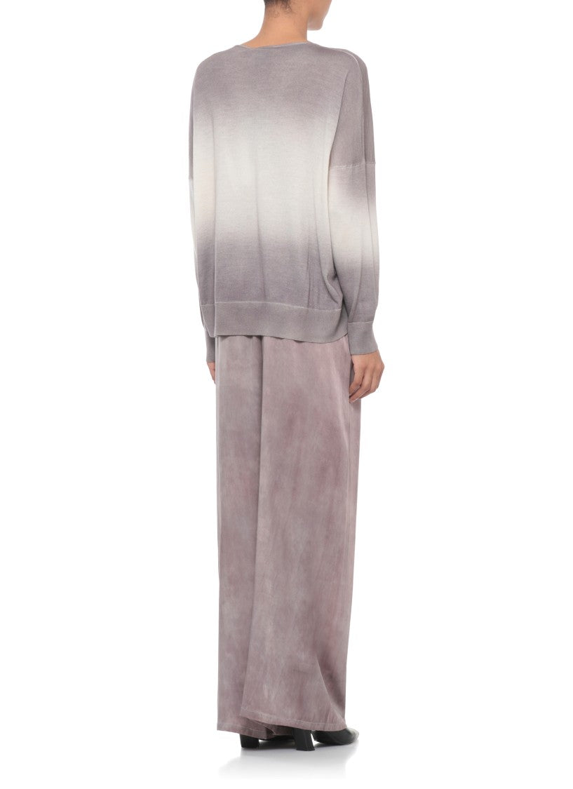 Avant Toi Lilac Degrade Cashmere-Silk V-Neck Sweater