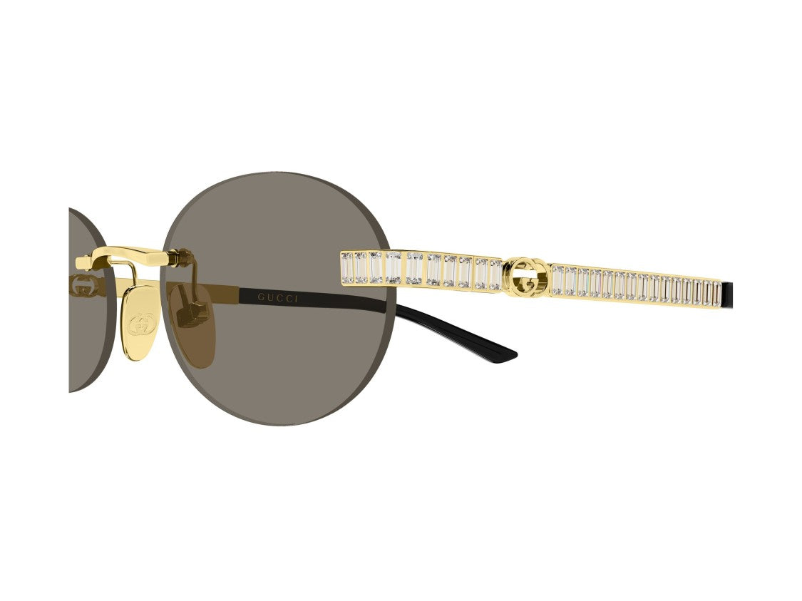 Gucci Gold Gg2214s Rimless Round Crystal Sunglasses