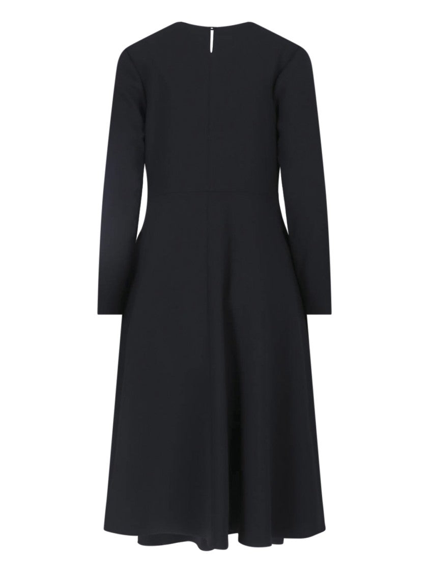Aspesi Black Fabric Crewneck Midi Dress