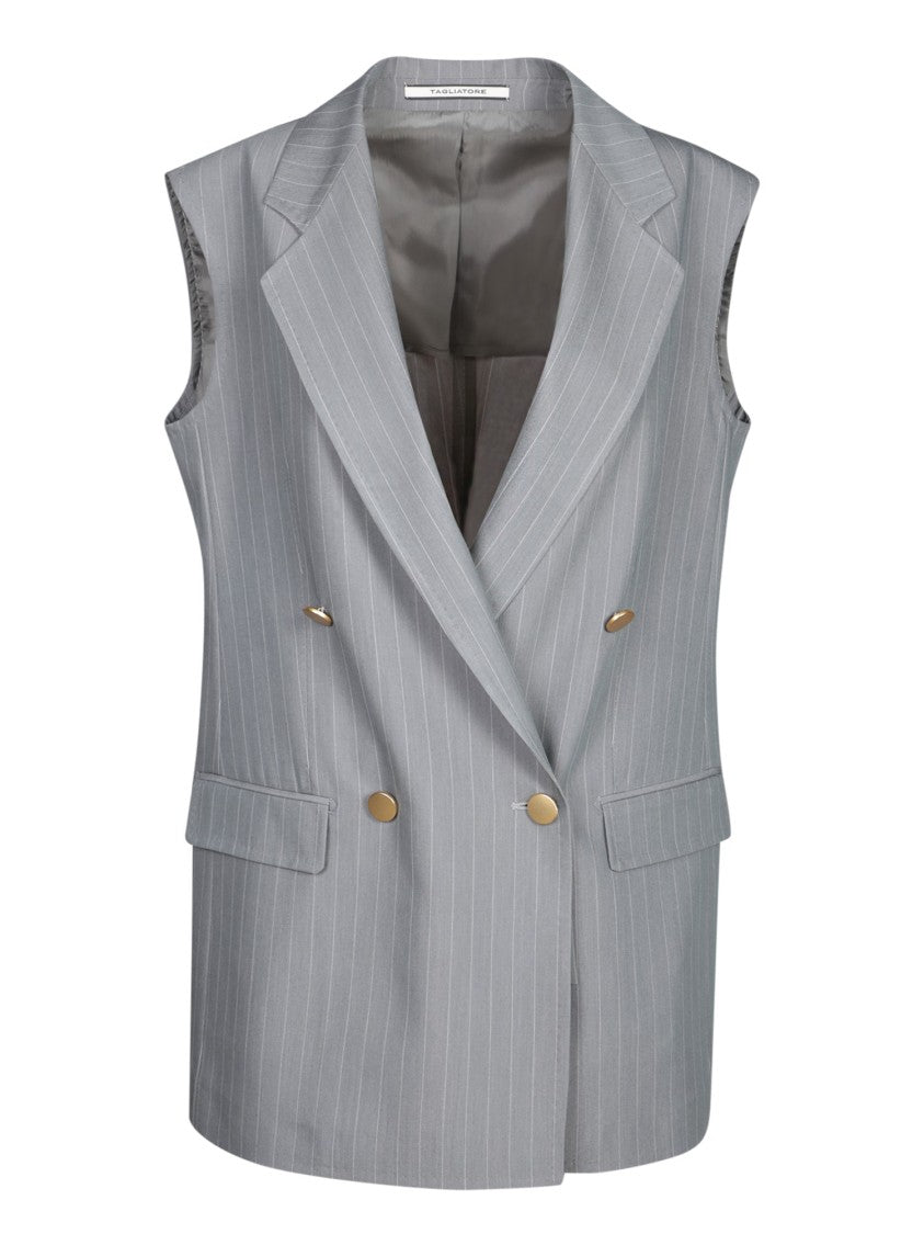 Tagliatore Tailored Double-Breasted Vest With Gold Buttons