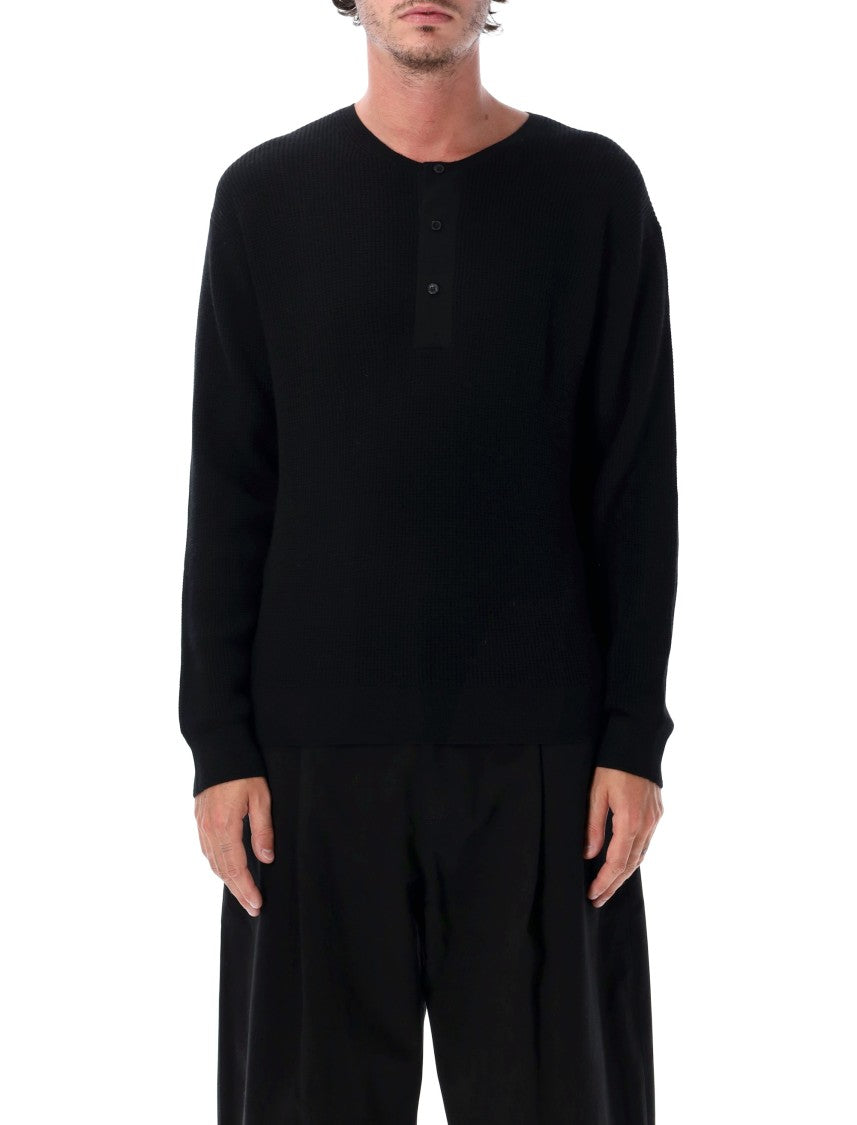 Studio Nicholson Long-Sleeve Button Placket Knit Top