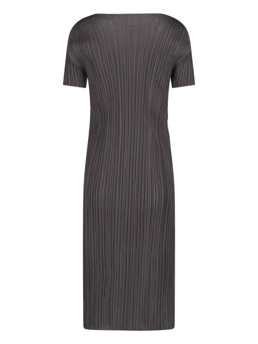 Pleats Please Issey Miyake Grey Pleats Please Mini Pleated Dress