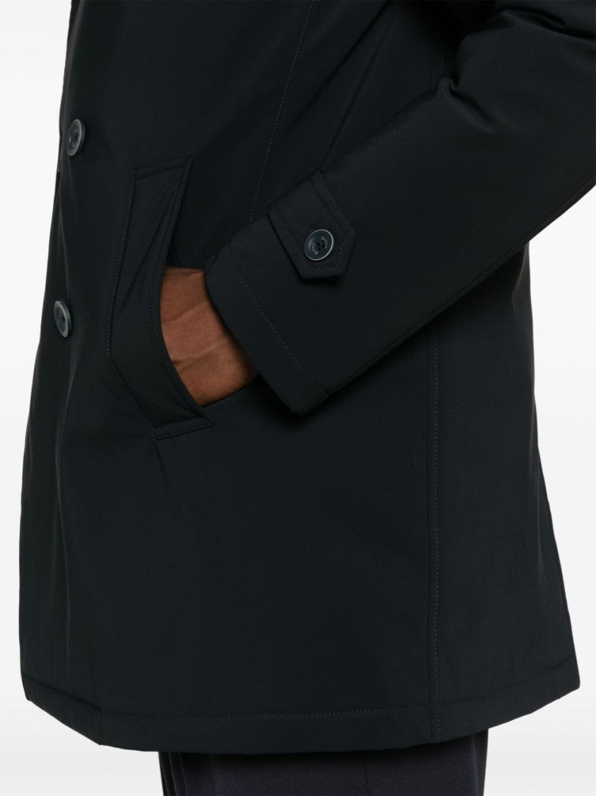 Herno Double-Breasted Peacoat With Raised Collar