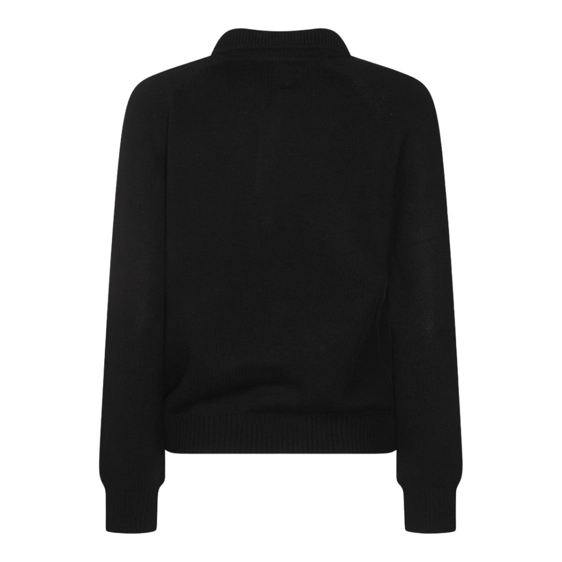 Allude Buttoned Placket Knit Sweater With Classic Collar