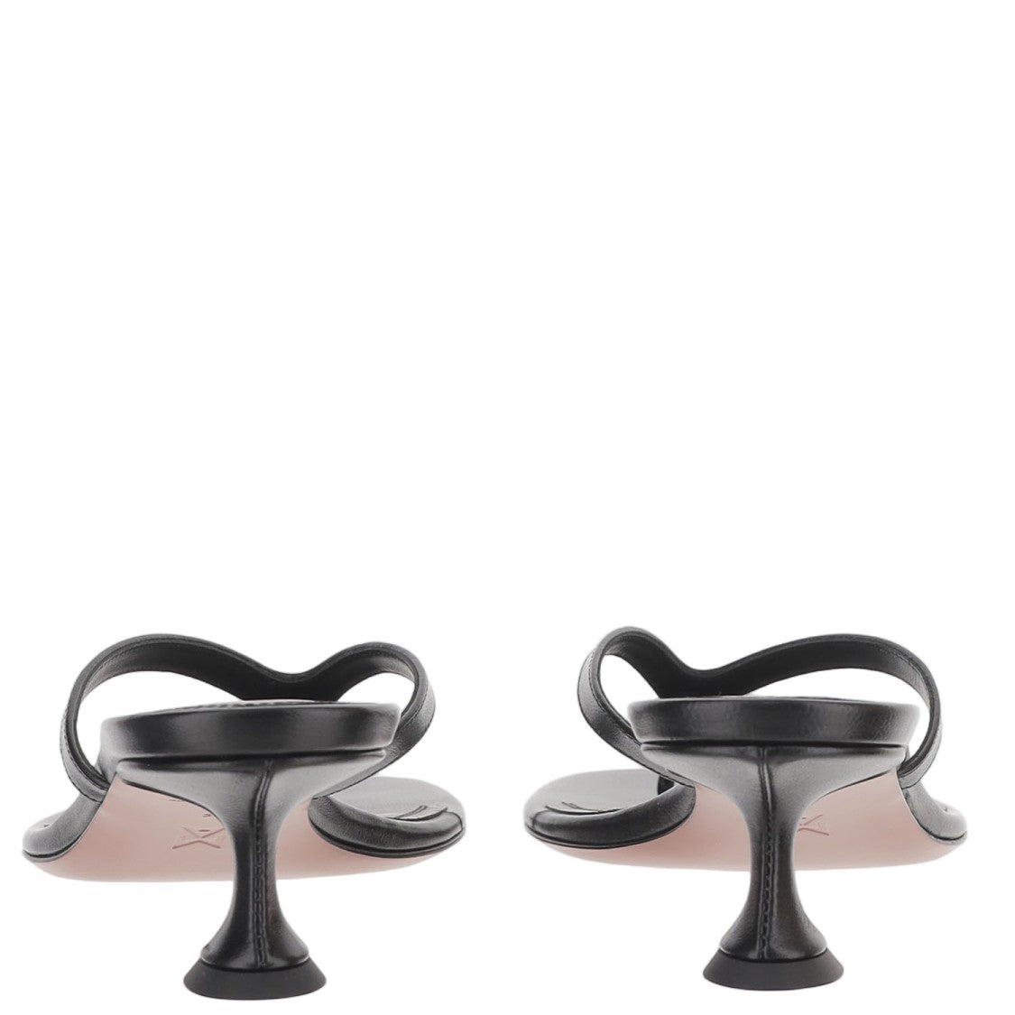 Amina Muaddi Sculpted Heel Leather Sandals With Thong Design