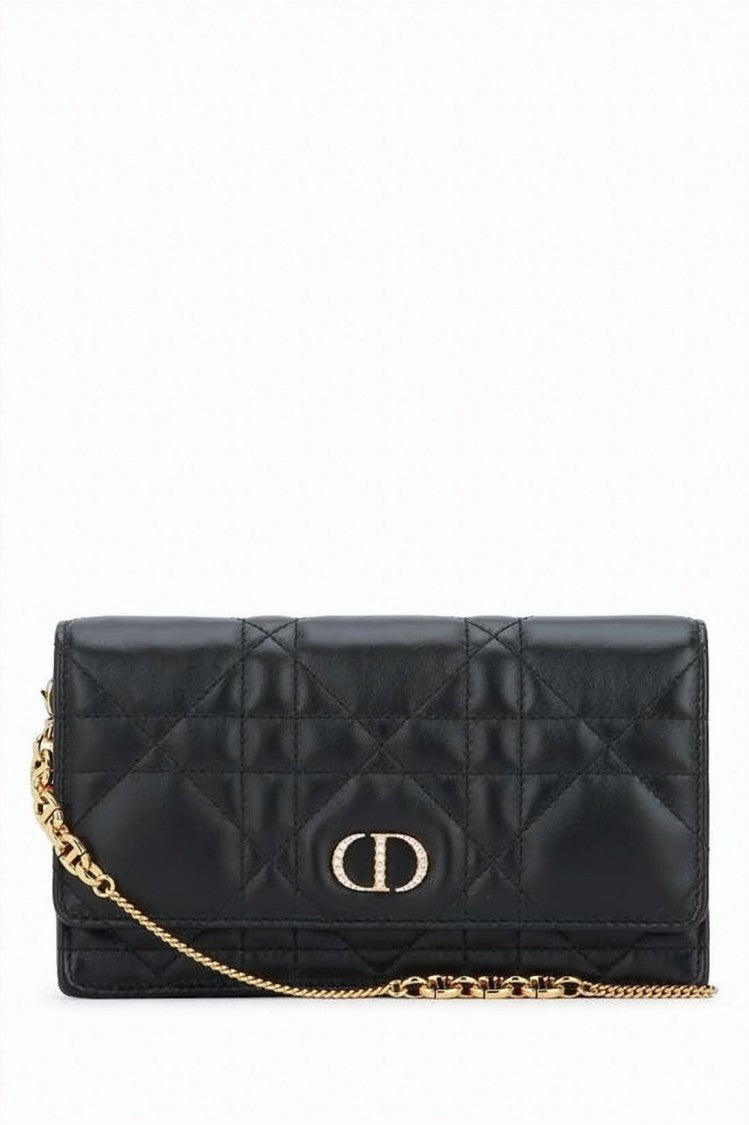 Dior Quilted Lambskin Clutch With Gold-Tone Chain Strap