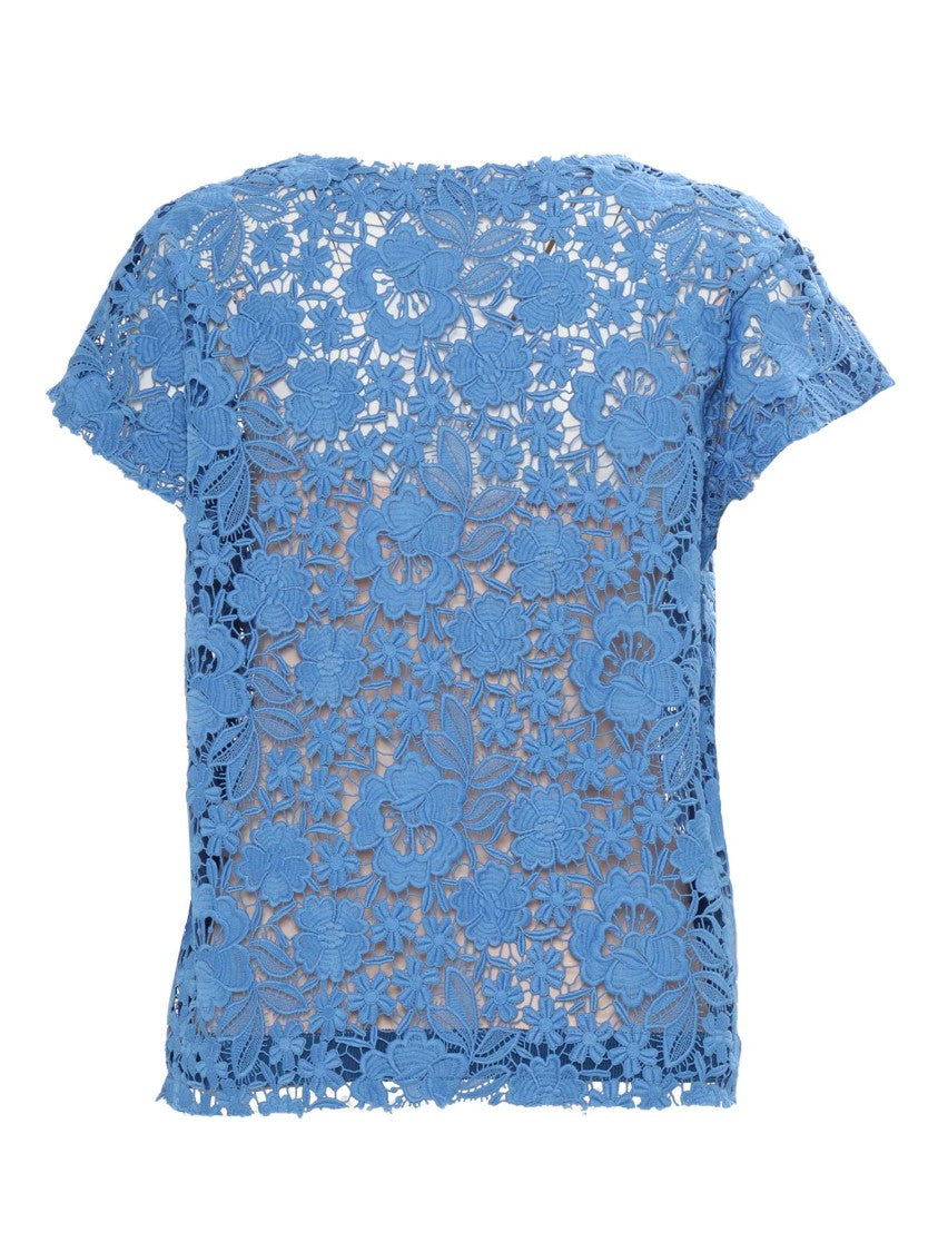 P.A.R.O.S.H. Floral Lace Top With Scalloped Edges