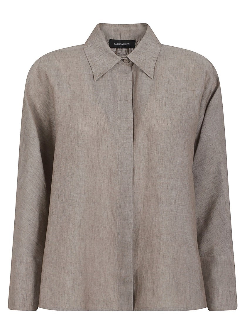 Fabiana Filippi Boxy Linen Shirt With Concealed Buttons