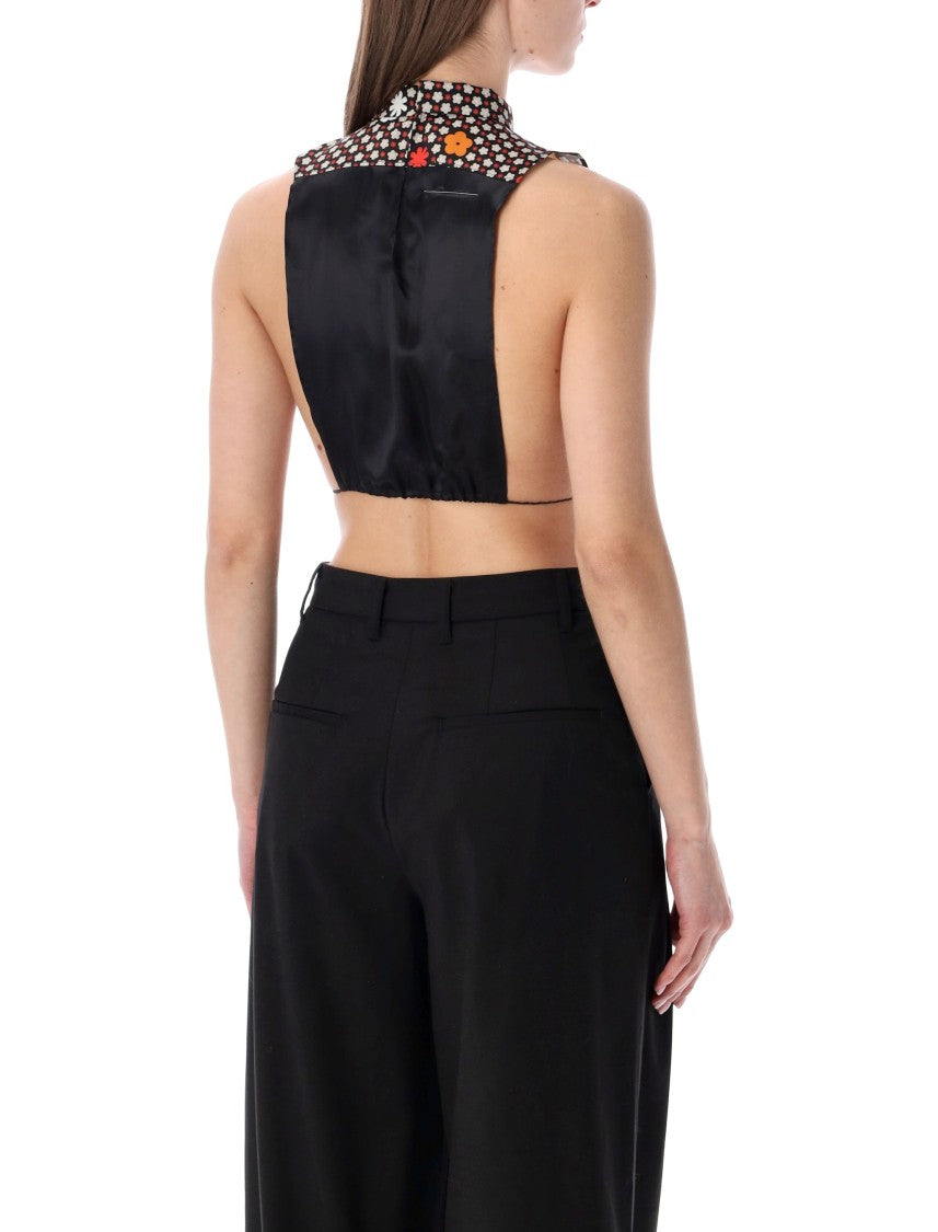 Mm6 By Maison Margiela Floral Pattern High Neck Crop Top