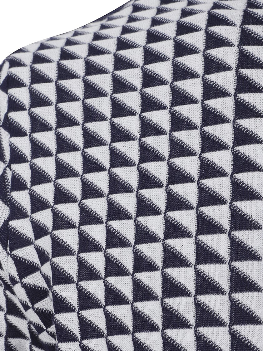 Versace Short-Sleeved Geometric Knitwear With Ribbed Edges