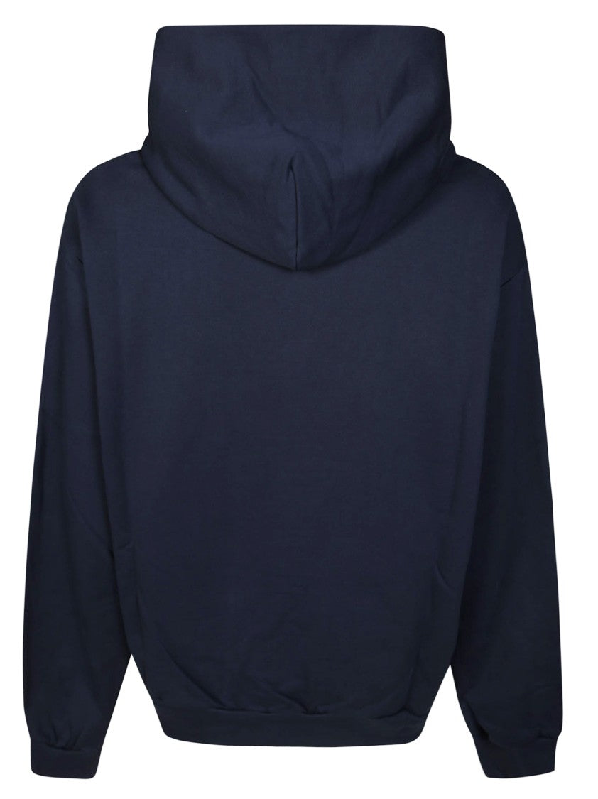 Marni Navy Blue Hoodie With Distressed Red Graphic