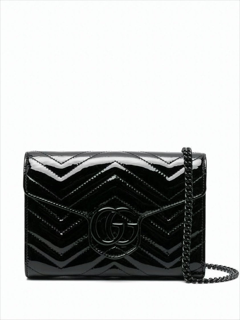 Gucci Chevron Quilted Patent Leather Shoulder Bag