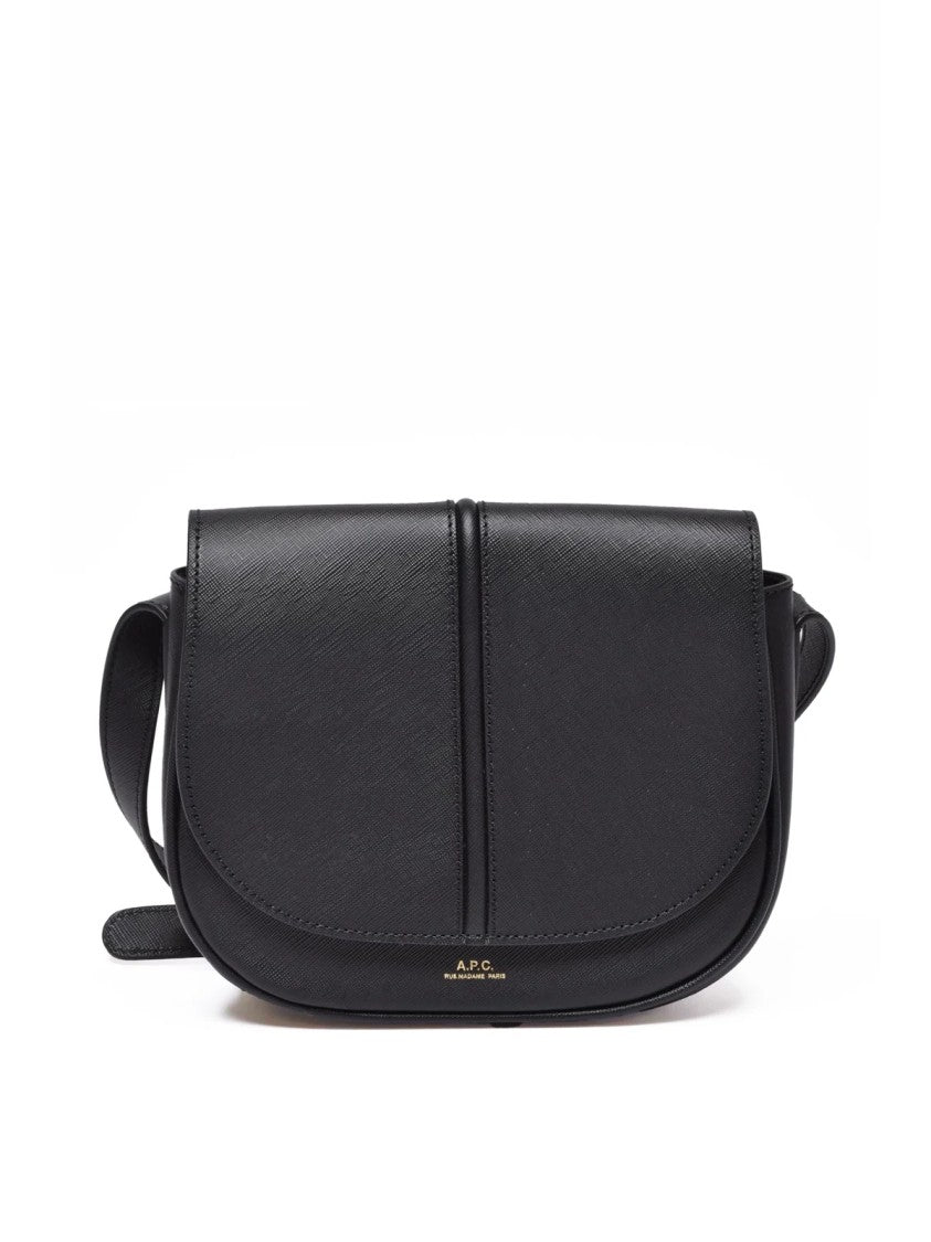A.P.C. Black Textured Leather Clip Closure Shoulder Bag