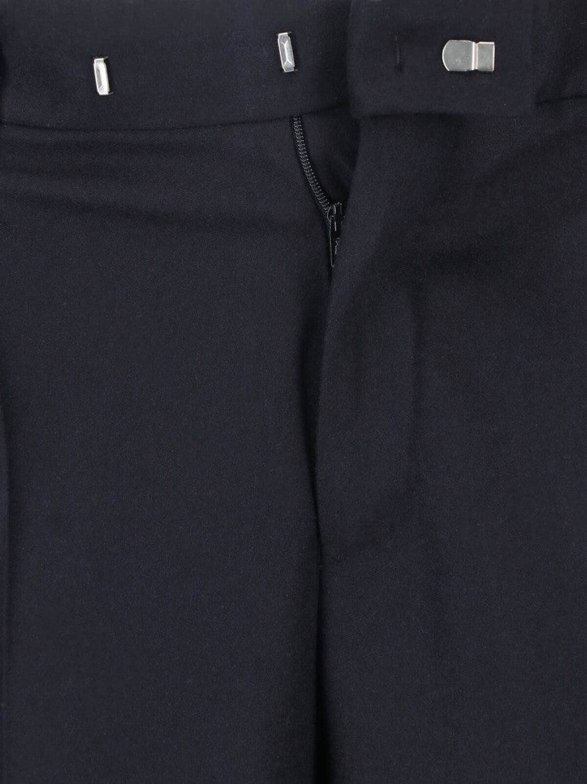 Pt Torino Black High-Waisted Pleated Wool-Cashmere Formal Pants